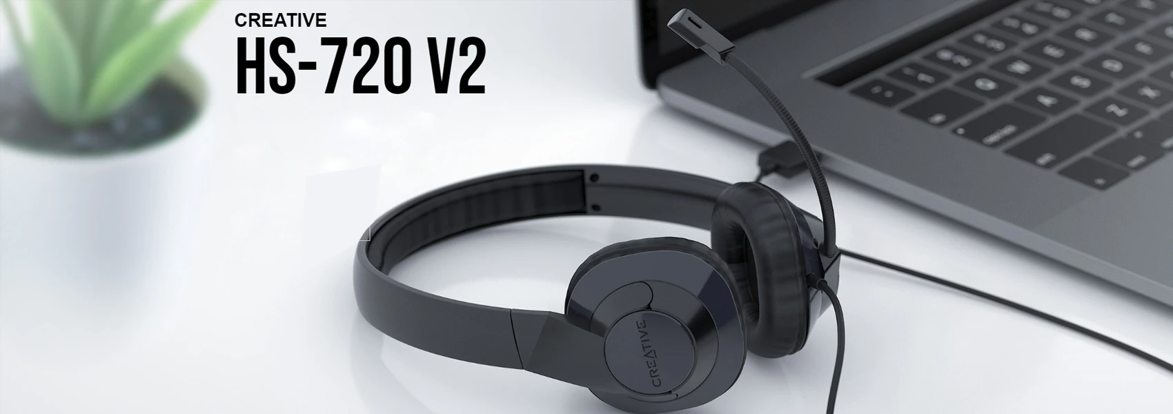Creative ausinės laidinės su mikrofonu HS-720 V2 juodos spalvos USB aprašymas - Prekės nuotrauka