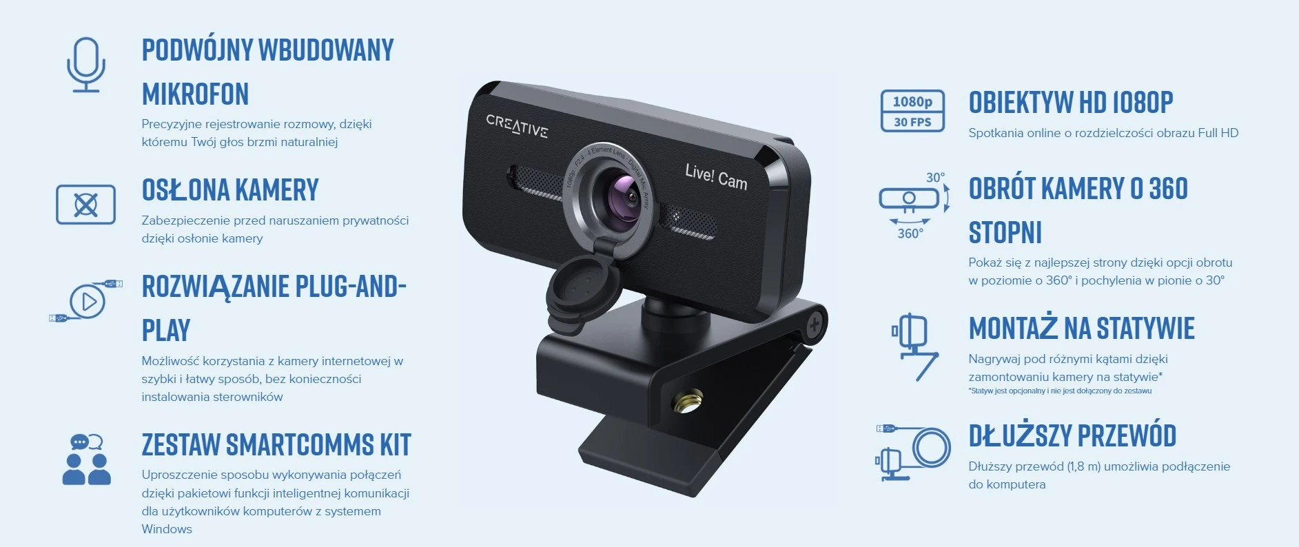 Creative internetinė kamera Sync 1080pV2 juodos spalvos aprašymas - Prekės nuotrauka Creative internetinė kamera Sync 1080pV2 juodos spalvos aprašymas - Prekės nuotrauka
