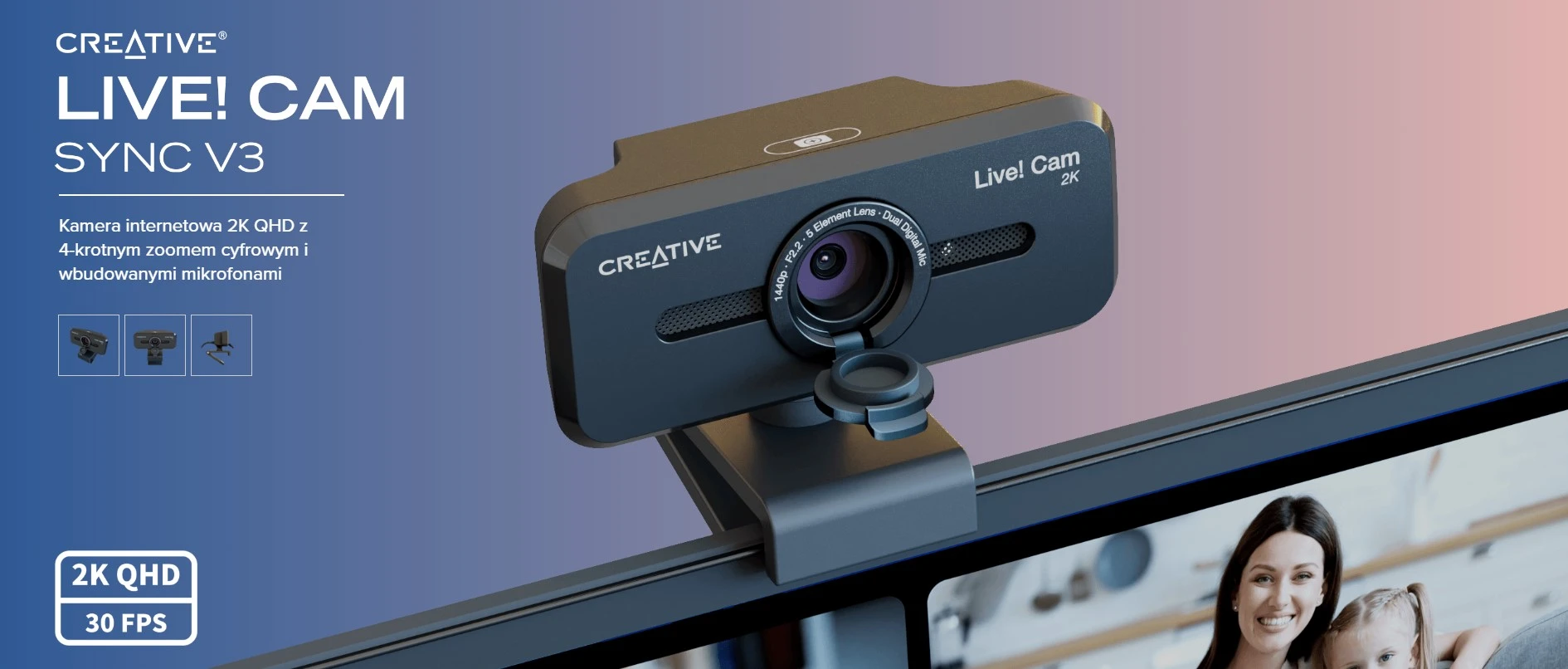 Creative internetinė kamera Sync V32K QHD juodos spalvos aprašymas - Prekės nuotrauka Creative internetinė kamera Sync V32K QHD juodos spalvos aprašymas - Prekės nuotrauka