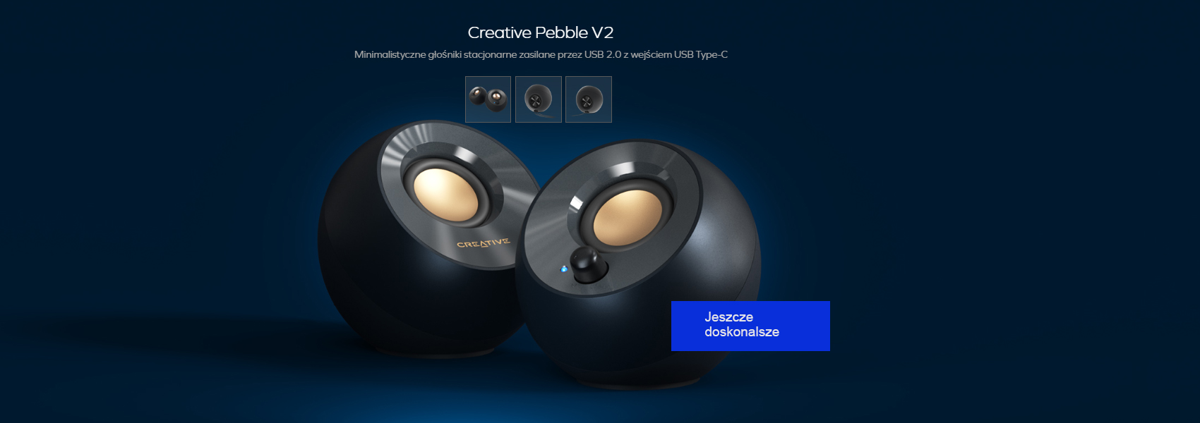 Kompiuterio kolonėlės Creative kompiuterinės kolonėlės 2.0 Pebble V2 juodos spalvos USB-C aprašymas - Prekės nuotrauka