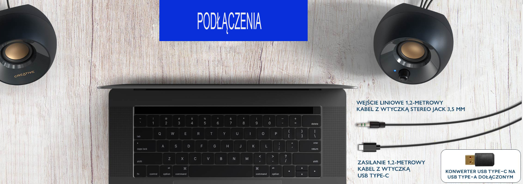 Kompiuterio kolonėlės Creative kompiuterinės kolonėlės 2.0 Pebble V2 juodos spalvos USB-C aprašymas - Prekės nuotrauka