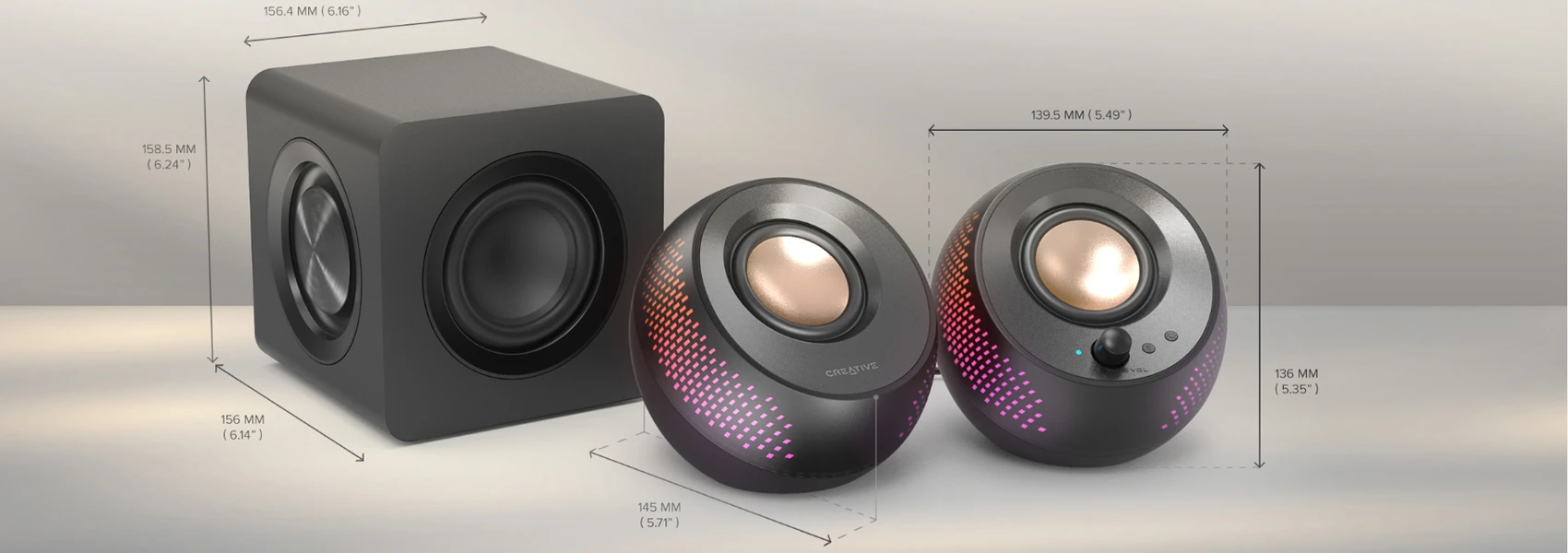 Kompiuterio kolonėlės Creative kompiuterinės kolonėlės 2.1 Pebble X Plus su žemų dažnių kolonėle juodos spalvos aprašymas - Prekės nuotrauka