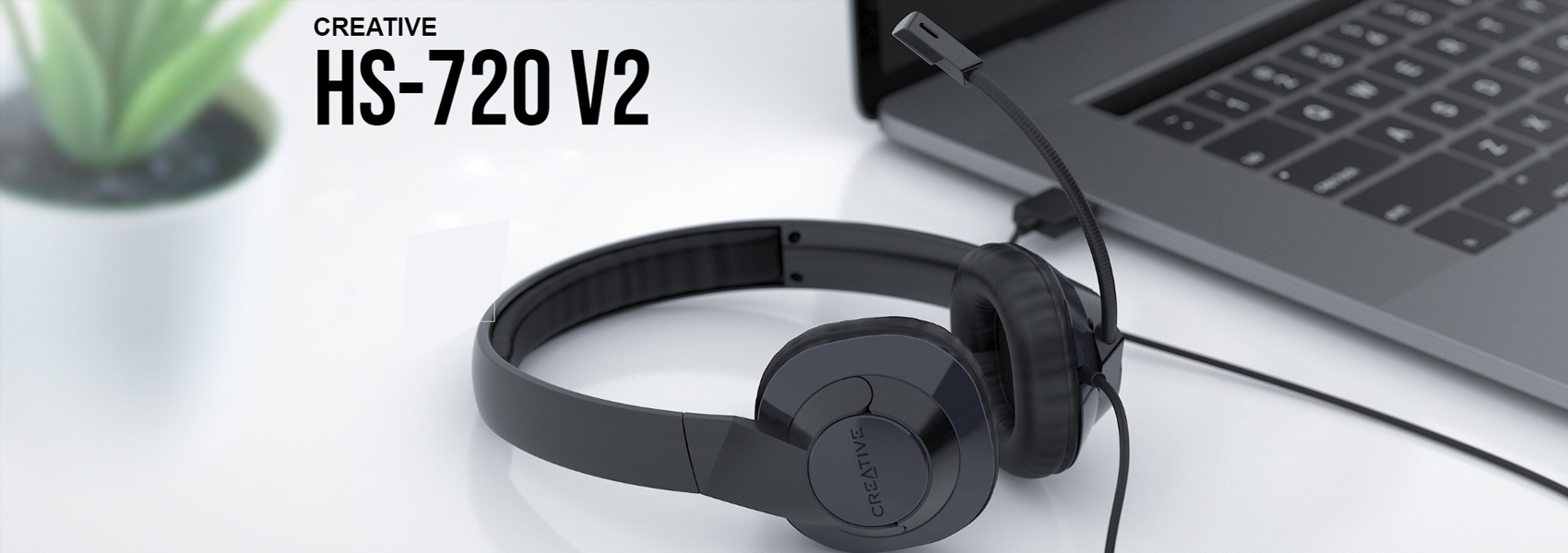 Creative laidinės ausinės su mikrofonu HS-720 V2, juodos spalvos, USB aprašymas - Prekės nuotrauka