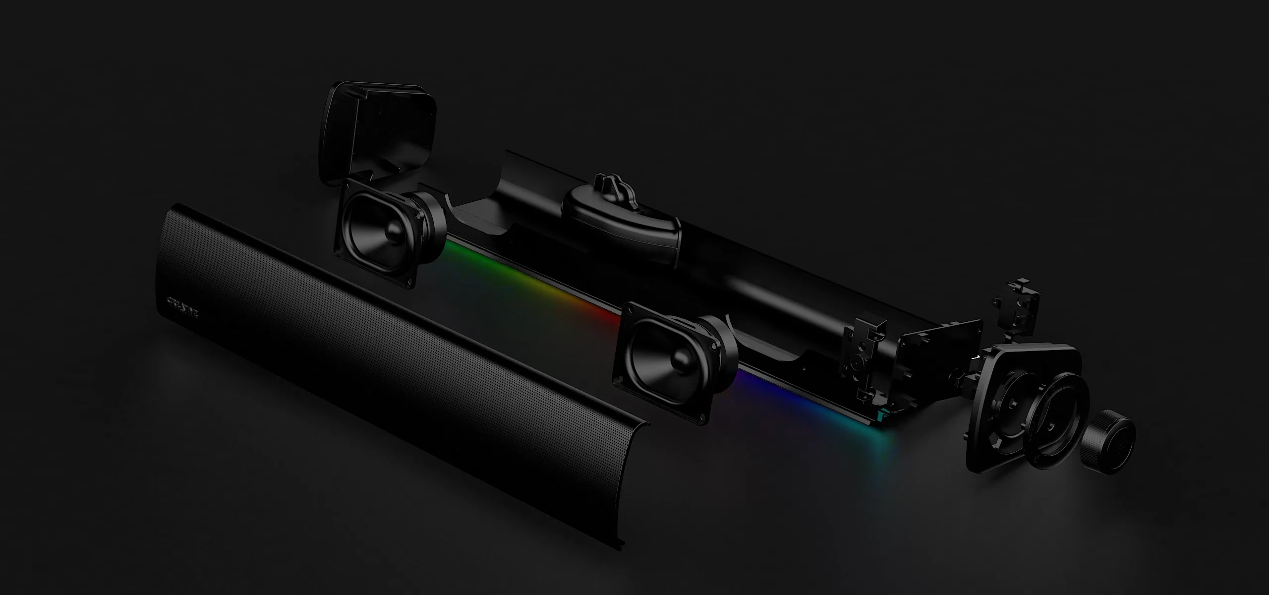 Namų kino sistema Creative Soundbar belaidis GS3 juodos spalvos Bluetooth 5.4 aprašymas - Prekės nuotrauka