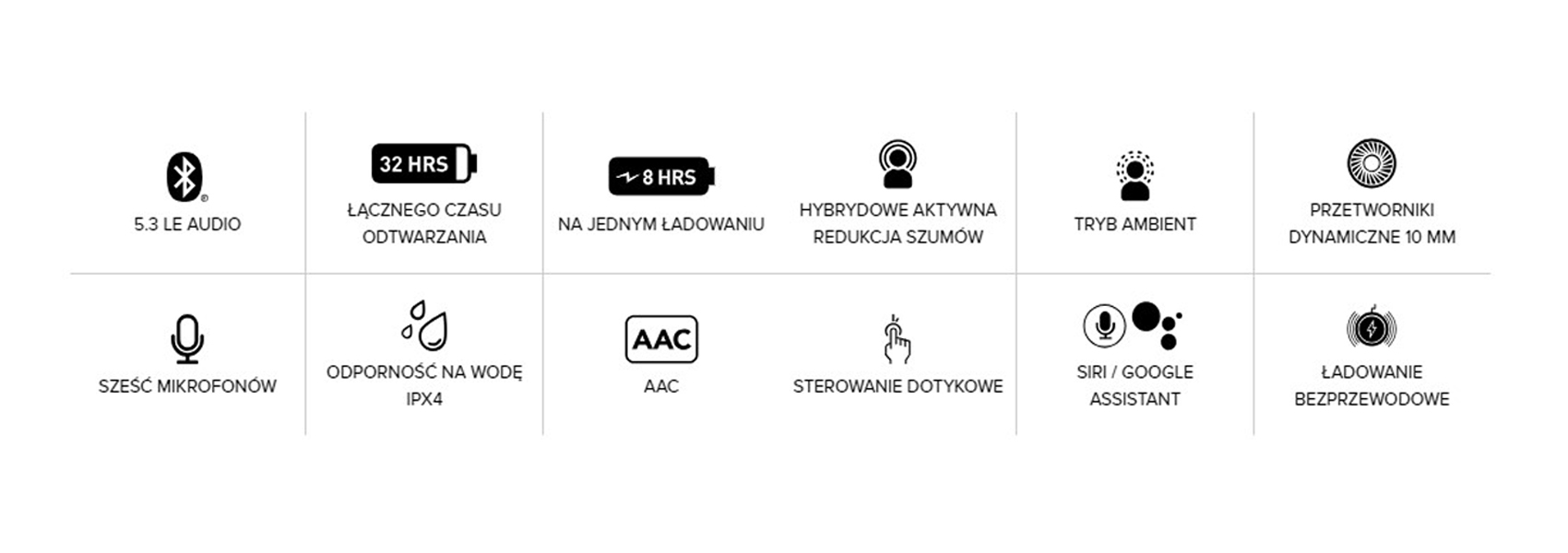 Creative Zen Air Plus belaidės ausinės, kreminės spalvos, Bluetooth 5.3, ANC aprašymas - Prekės nuotrauka