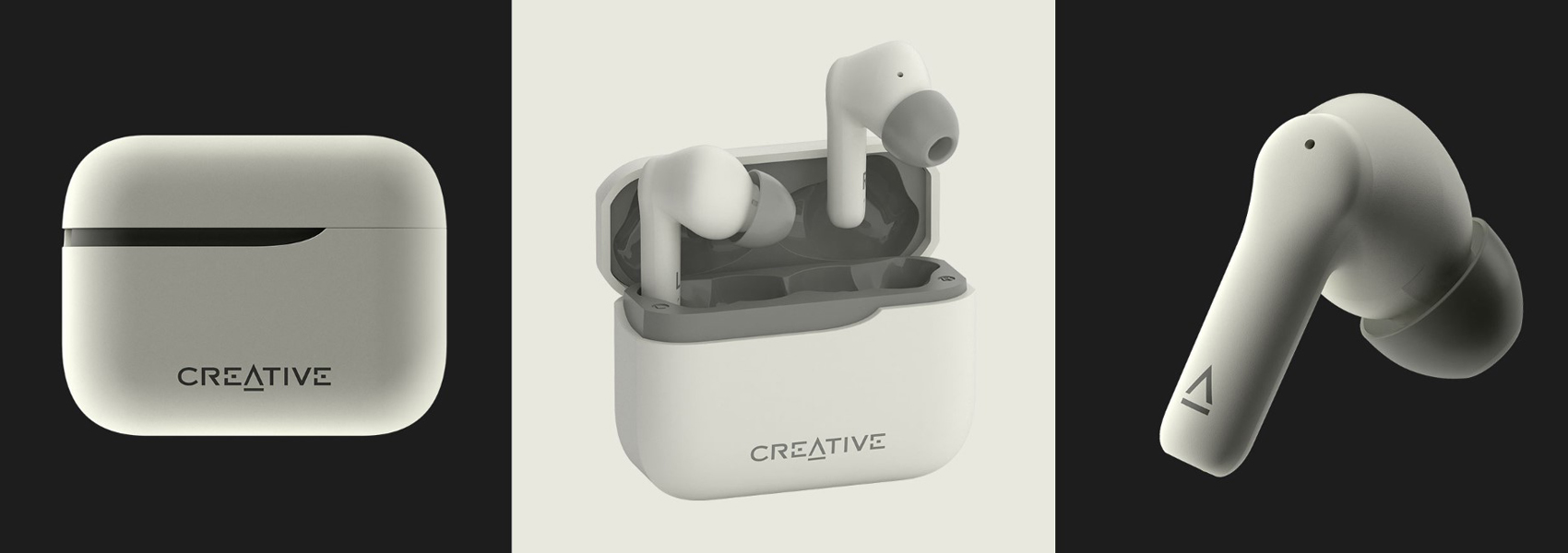 Creative Zen Air Plus belaidės ausinės, kreminės spalvos, Bluetooth 5.3, ANC aprašymas - Prekės nuotrauka