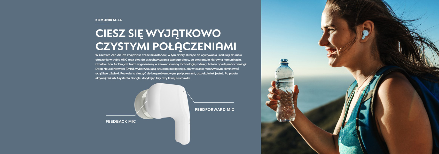 Creative Zen Air Pro belaidės ausinės baltos Bluetooth 5.3 ANC aprašymas - Prekės nuotrauka
