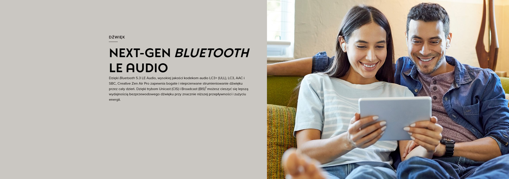 Creative Zen Air Pro belaidės ausinės baltos Bluetooth 5.3 ANC aprašymas - Prekės nuotrauka