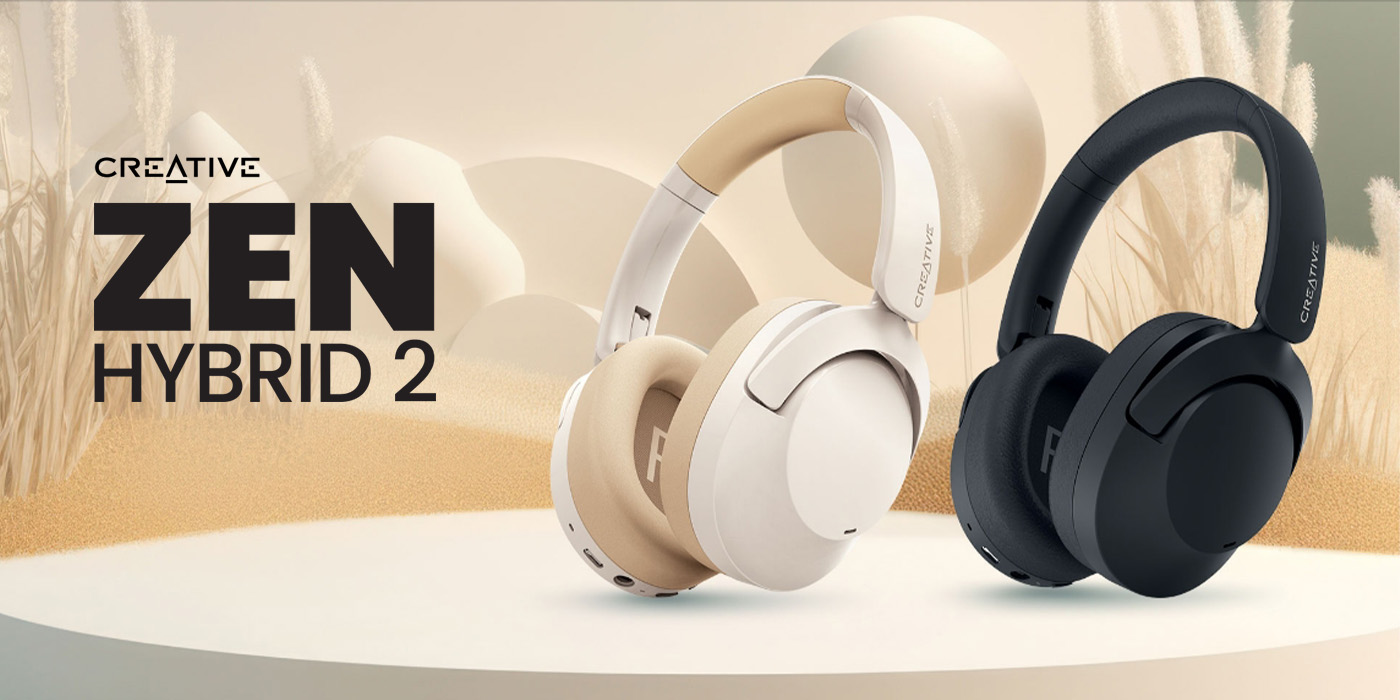 Creative Zen Hybrid 2 belaidės ausinės, kreminės, Bluetooth 5.2, ANC aprašymas - Prekės nuotrauka