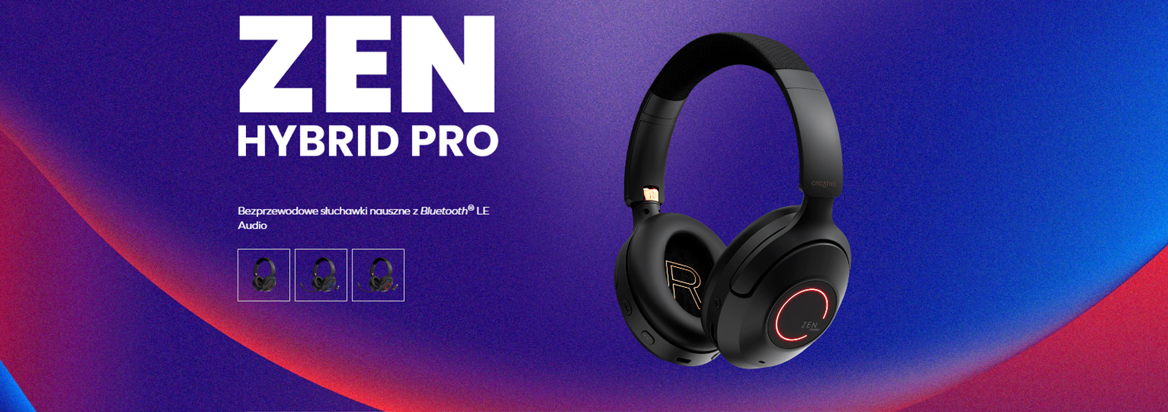 Creative Zen Hybrid Pro belaidės ausinės juodos spalvos Bluetooth LE Audio ANC aprašymas - Prekės nuotrauka