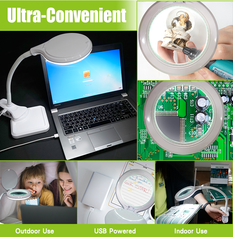 Proskit Darbo šviestuvas maitinamas USB, didinimas 3 dioptrijos, SMD LED 2.5W, Pro’sKit aprašymas - Prekės nuotrauka