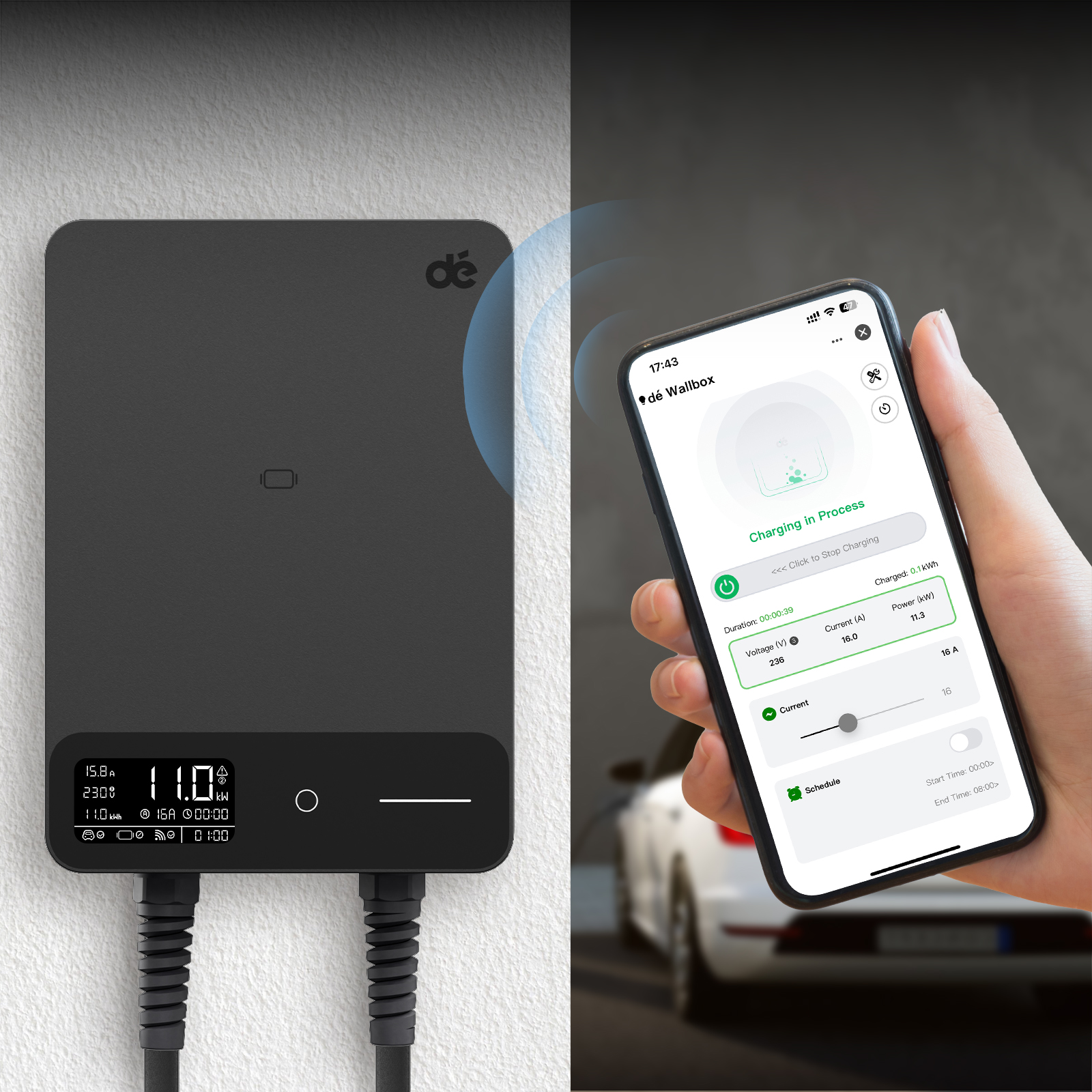 dé 22kW Wallbox with 7.5m Cable (APP VERSION) aprašymas - Prekės nuotrauka