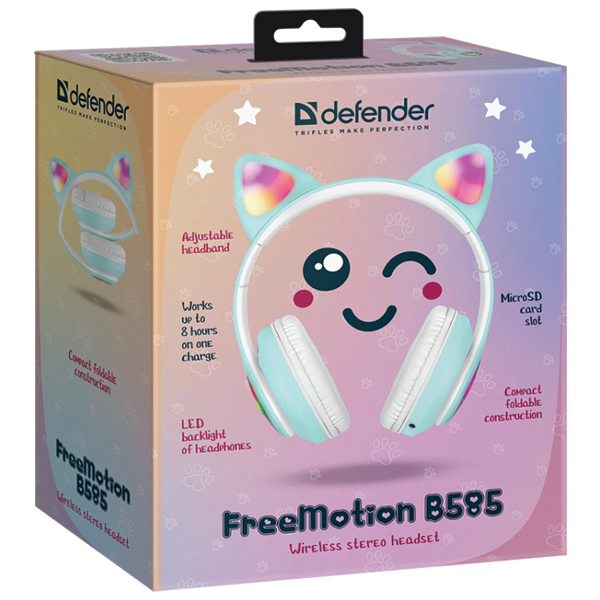Defender „Bluetooth“ ausinės Freemotion B585 LED celadono spalvos (63588) aprašymas - Prekės nuotrauka
