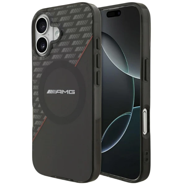 Mercedes Dėklas AMG Double Layer skaidrus Rhombs MagSafe skirtas Apple iPhone 17 juodos spalvos-red aprašymas - Prekės nuotrauka