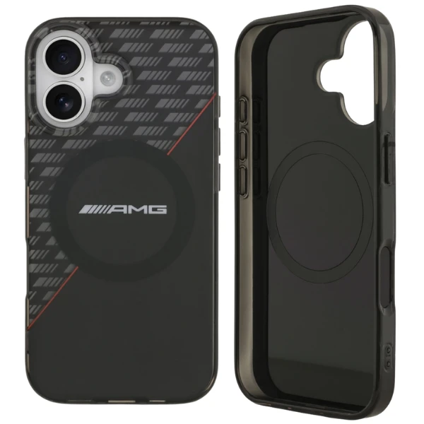 Mercedes Dėklas AMG Double Layer skaidrus Rhombs MagSafe skirtas Apple iPhone 17 juodos spalvos-red aprašymas - Prekės nuotrauka