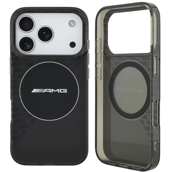 Mercedes AMG dvisluoksnis permatomas smulkintas MagSafe dėklas, skirtas iPhone 17 Pro, juodos spalvos aprašymas - Prekės nuotrauka