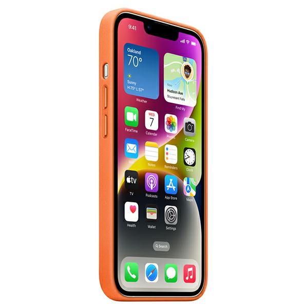 Apple iPhone 14 Plus Odinis dėklas with MagSafe - Oranžinis aprašymas - Prekės nuotrauka Apple iPhone 14 Plus Odinis dėklas with MagSafe - Oranžinis aprašymas - Prekės nuotrauka
