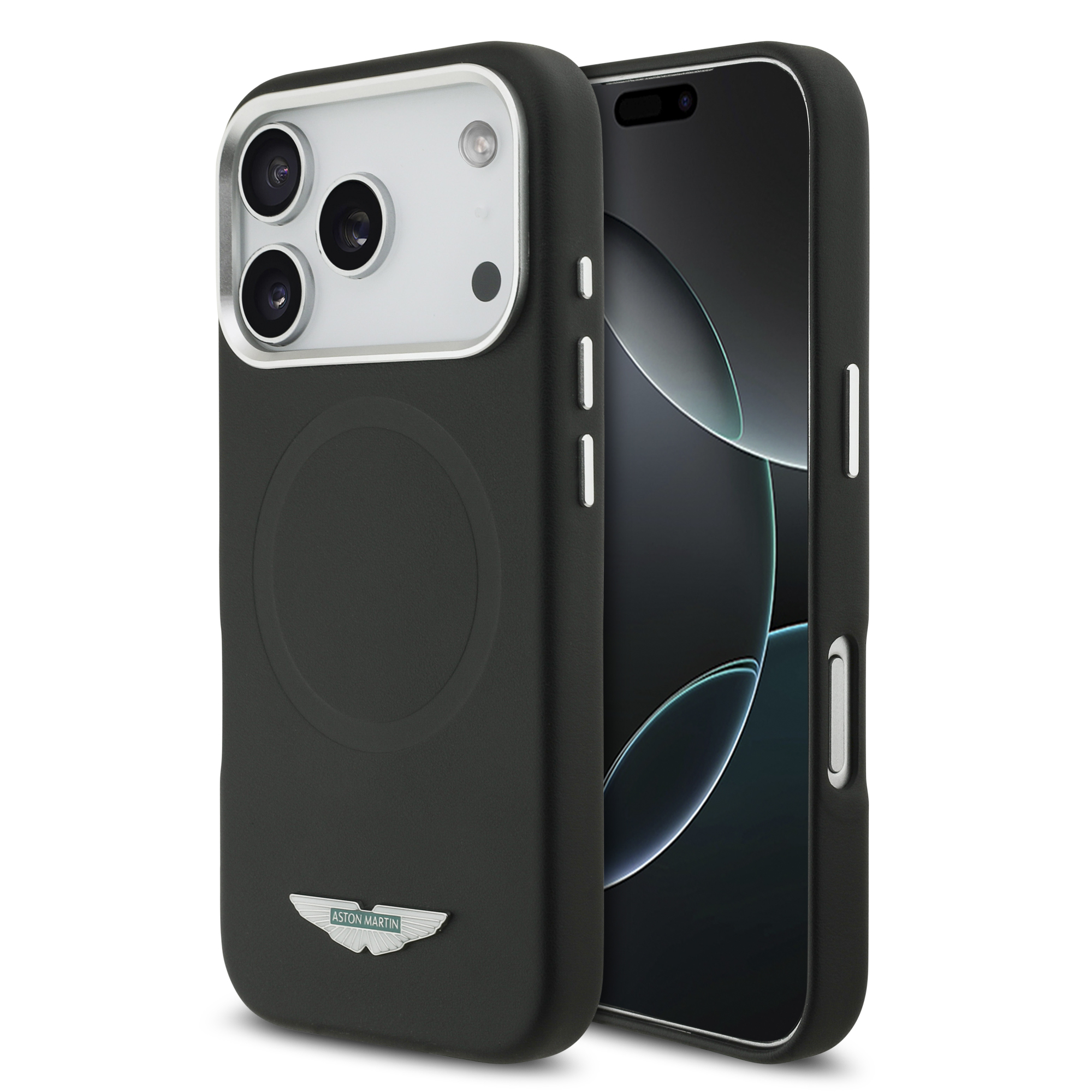Dėklas Aston Martin HC FW Logo MagSafe Apple iPhone 17 Pro juodos spalvos aprašymas - Prekės nuotrauka Dėklas Aston Martin HC FW Logo MagSafe Apple iPhone 17 Pro juodos spalvos aprašymas - Prekės nuotrauka