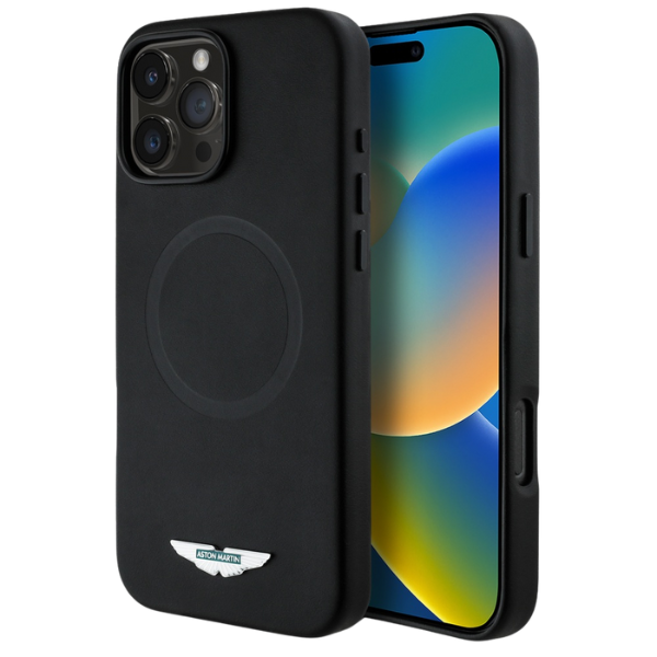 Dėklas Aston Martin HC FW Logo skirtas iPhone 16 Pro MagSafe juodos spalvos aprašymas - Prekės nuotrauka