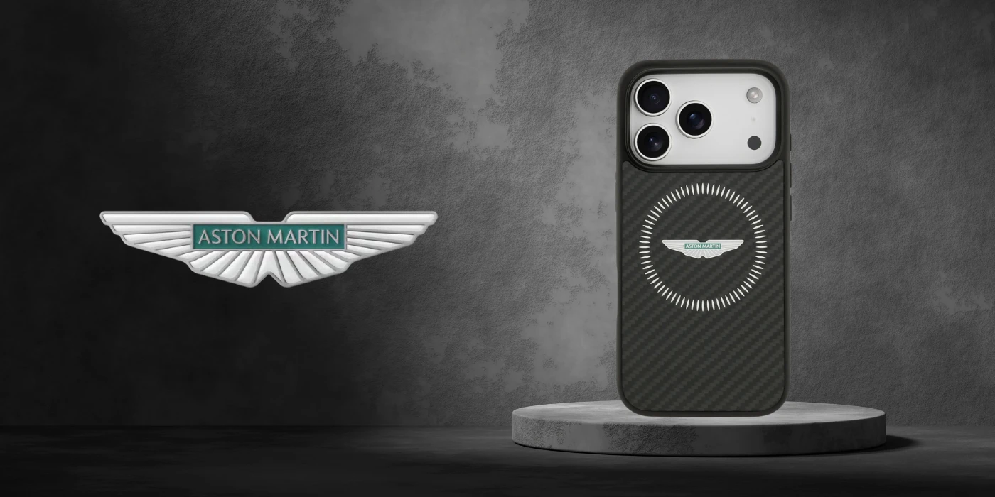 Dėklas Aston Martin HC Kevlar Counter Design MagSafe skirtas Apple iPhone 17 Pro juodos spalvos aprašymas - Prekės nuotrauka