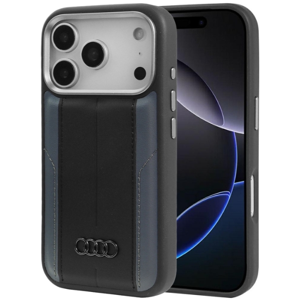 Dėklas Audi A6 iš dirbtinės odos su MagSafe, skirtas iPhone 17 Pro, juodos spalvos aprašymas - Prekės nuotrauka