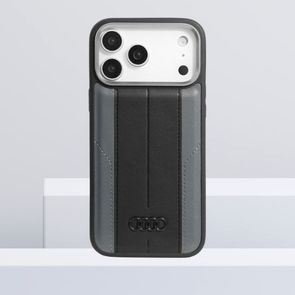 Dėklas Audi A6 iš dirbtinės odos su MagSafe, skirtas iPhone 17 Pro Max, juodos spalvos aprašymas - Prekės nuotrauka