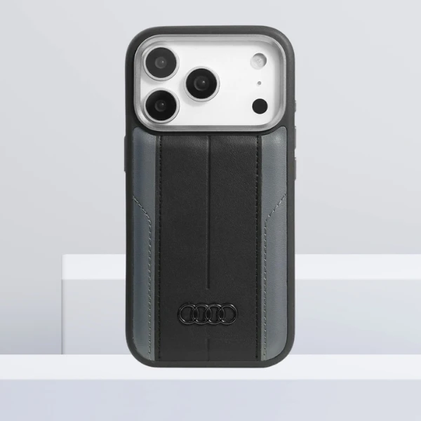 Dėklas Audi A6 Synthetic Leather MagSafe skirtas Apple iPhone 17 Pro juodos spalvos aprašymas - Prekės nuotrauka Dėklas Audi A6 Synthetic Leather MagSafe skirtas Apple iPhone 17 Pro juodos spalvos aprašymas - Prekės nuotrauka