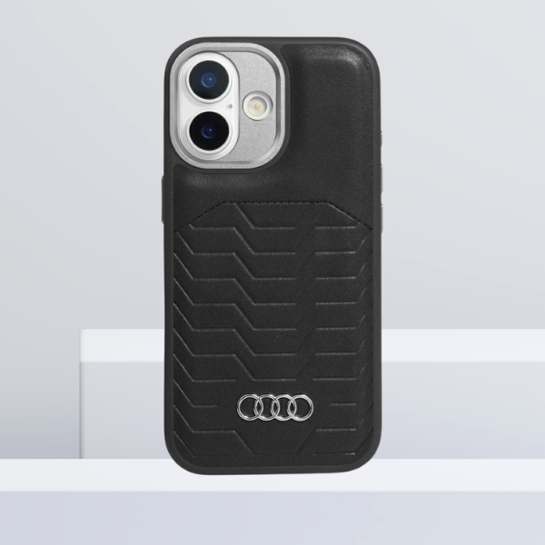 Dėklas Audi GT Synthetic Leather MagSafe skirtas Apple iPhone 17 juodos spalvos aprašymas - Prekės nuotrauka