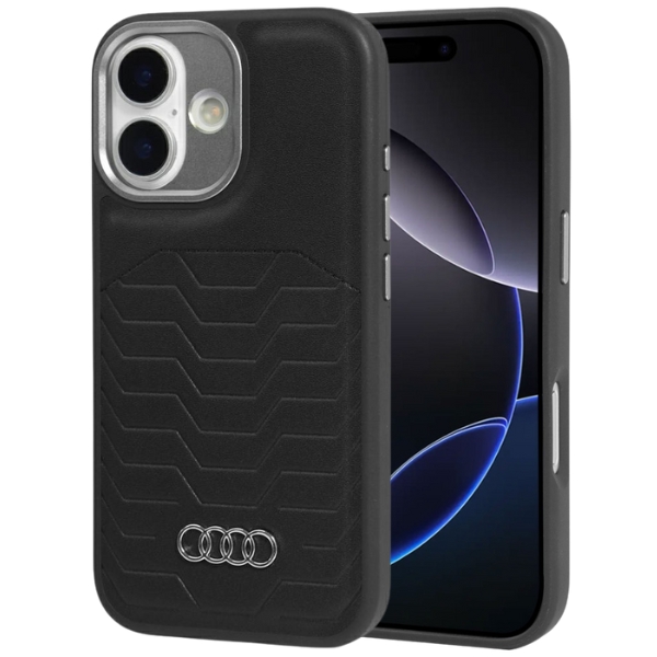 Dėklas Audi GT Synthetic Leather MagSafe skirtas Apple iPhone 17 juodos spalvos aprašymas - Prekės nuotrauka