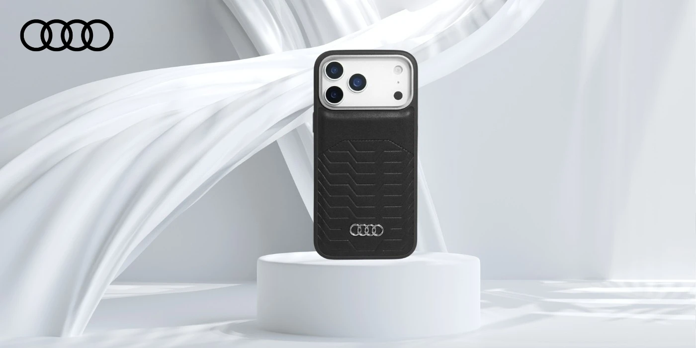 Dėklas Audi GT Synthetic Leather MagSafe skirtas Apple iPhone 17 Pro juodos spalvos aprašymas - Prekės nuotrauka Dėklas Audi GT Synthetic Leather MagSafe skirtas Apple iPhone 17 Pro juodos spalvos aprašymas - Prekės nuotrauka