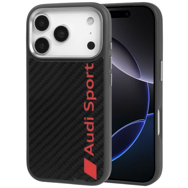 Dėklas Audi R8 Carbon Fiber MagSafe Apple iPhone 17 Pro juodos spalvos aprašymas - Prekės nuotrauka Dėklas Audi R8 Carbon Fiber MagSafe Apple iPhone 17 Pro juodos spalvos aprašymas - Prekės nuotrauka