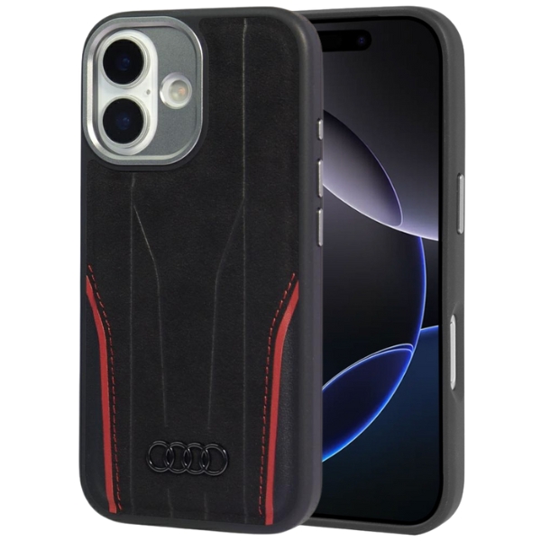 Dėklas Audi R8 Genuine Leather MagSafe for Apple iPhone 17 juodos spalvos-red aprašymas - Prekės nuotrauka Dėklas Audi R8 Genuine Leather MagSafe for Apple iPhone 17 juodos spalvos-red aprašymas - Prekės nuotrauka