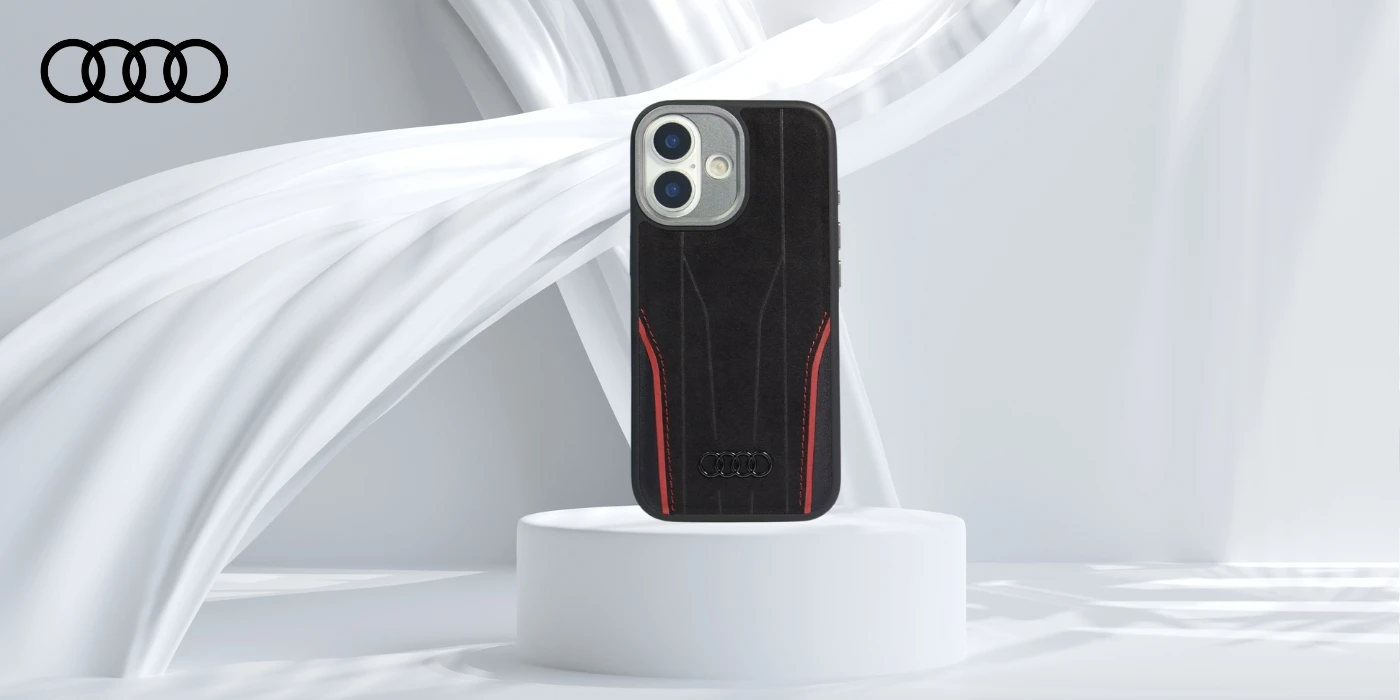 Dėklas Audi R8 Genuine Leather MagSafe skirtas Apple iPhone 17 juodos spalvos-raudonos spalvos aprašymas - Prekės nuotrauka Dėklas Audi R8 Genuine Leather MagSafe skirtas Apple iPhone 17 juodos spalvos-raudonos spalvos aprašymas - Prekės nuotrauka