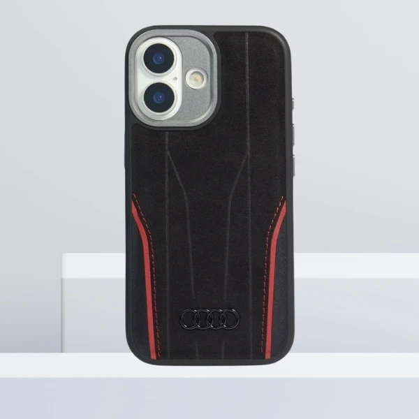 Dėklas Audi R8 Genuine Leather MagSafe skirtas Apple iPhone 17 juodos spalvos-raudonos spalvos aprašymas - Prekės nuotrauka Dėklas Audi R8 Genuine Leather MagSafe skirtas Apple iPhone 17 juodos spalvos-raudonos spalvos aprašymas - Prekės nuotrauka