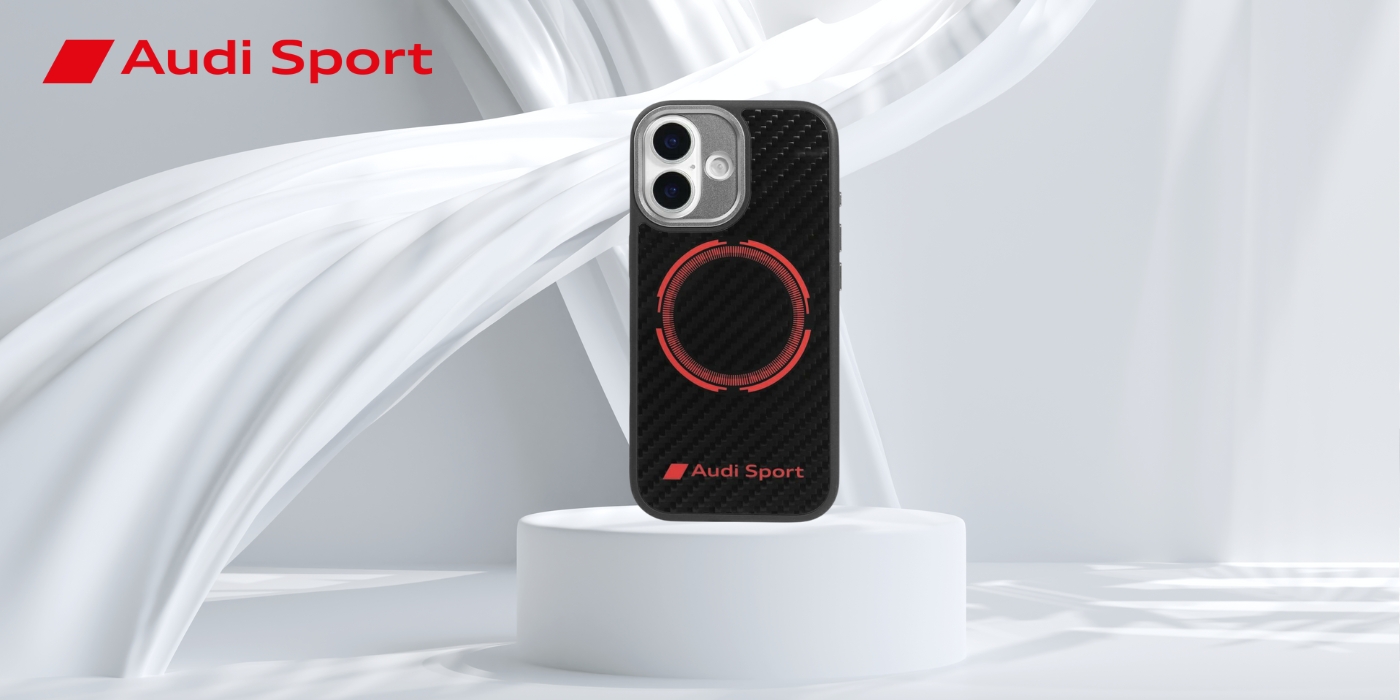Dėklas Audi RSQ Carbon Fiber Sport Raudona Circle MagSafe skirtas Apple iPhone 17 juodos spalvos aprašymas - Prekės nuotrauka