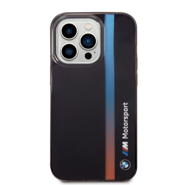 Dėklas BMW BMHCP14L22HVGV iPhone 14 Pro 6.1″ juodos spalvos IML Tricolor Stripe aprašymas - Prekės nuotrauka