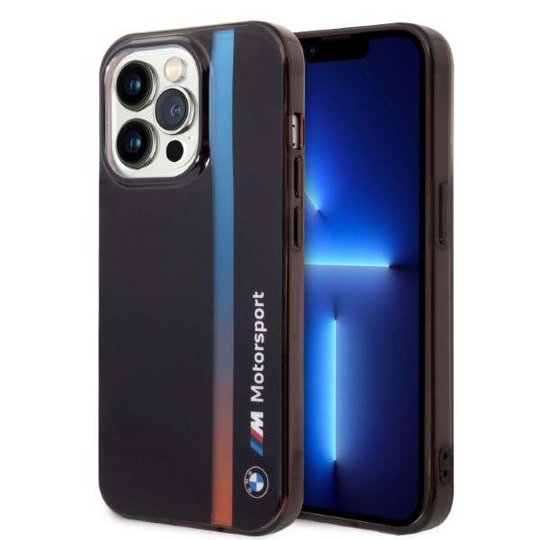 Dėklas BMW BMHCP14L22HVGV iPhone 14 Pro 6.1″ juodos spalvos IML Tricolor Stripe aprašymas - Prekės nuotrauka