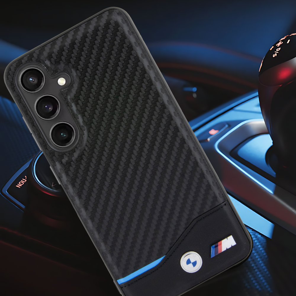 Dėklas BMW BMHCS23FE22NBCK S23 FE S711 juodos spalvos Leather Carbon aprašymas - Prekės nuotrauka