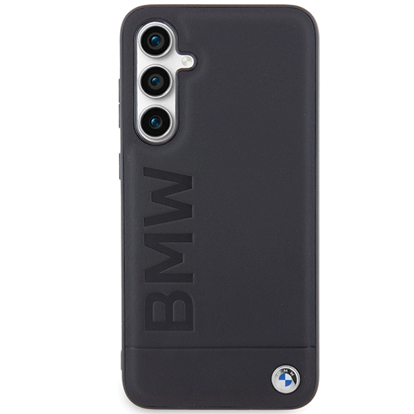 Originalus priekinio skydelio dėklas BMW BMHCS23FESLLBK, skirtas Samsung S23 FE (Leather Hot Stamp / juodas) aprašymas - Prekės nuotrauka