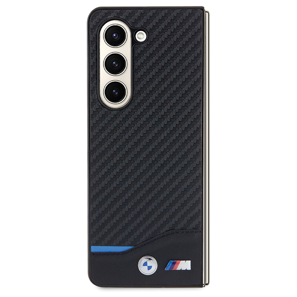 Dėklas BMW BMHCZFD522NBCK Z Fold5 F946 juodos spalvos Leather Carbon aprašymas - Prekės nuotrauka