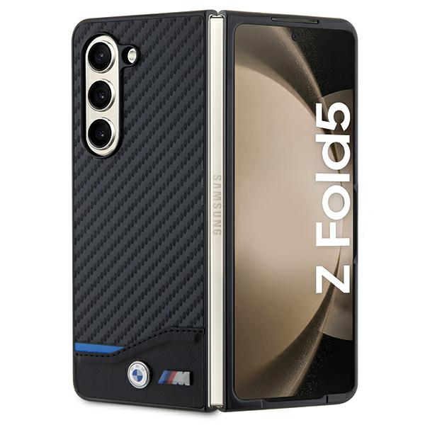 Dėklas BMW BMHCZFD522NBCK Z Fold5 F946 juodos spalvos Leather Carbon aprašymas - Prekės nuotrauka
