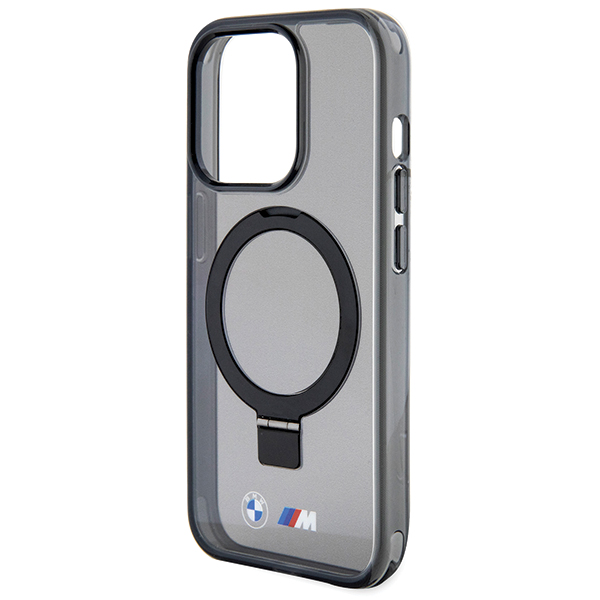 Dėklas BMW BMHMP15LURSK iPhone 15 Pro 6.1″ juodos spalvos kietas dėklas su žiediniu stovu M Collection MagSafe aprašymas - Prekės nuotrauka