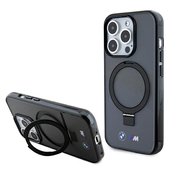 Dėklas BMW BMHMP15LURSK iPhone 15 Pro 6.1″ juodos spalvos kietas dėklas su žiediniu stovu M Collection MagSafe aprašymas - Prekės nuotrauka