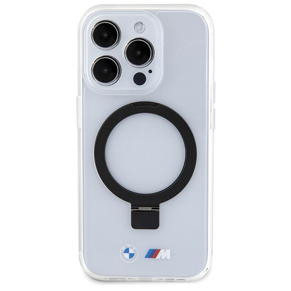 Dėklas BMW BMHMP15LURST iPhone 15 Pro 6.1″ skaidrus kietas dėklas su žiedu (Ring Stand) M Collection MagSafe aprašymas - Prekės nuotrauka