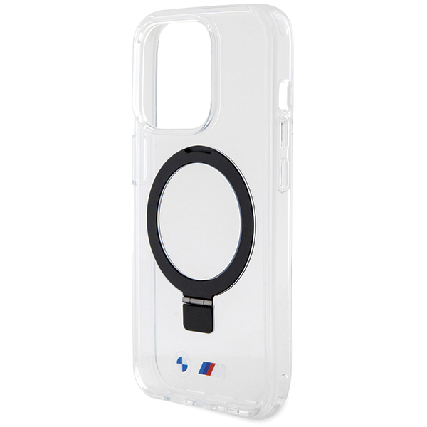 Dėklas BMW BMHMP15LURST iPhone 15 Pro 6.1″ skaidrus kietas dėklas su žiedu (Ring Stand) M Collection MagSafe aprašymas - Prekės nuotrauka