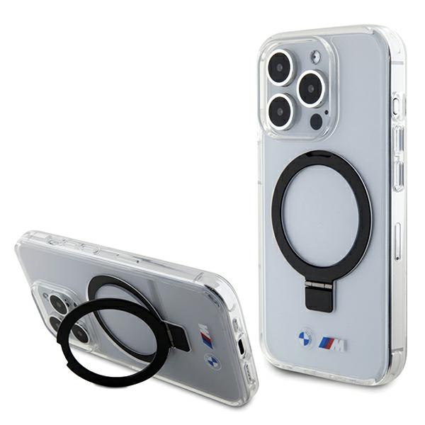 Dėklas BMW BMHMP15LURST iPhone 15 Pro 6.1″ skaidrus kietas dėklas su žiedu (Ring Stand) M Collection MagSafe aprašymas - Prekės nuotrauka