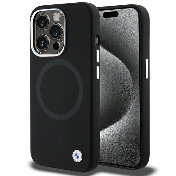 Dėklas BMW BMHMP15MSILBK2 iPhone 15 Plus / 14 Plus 6.7″ juodos spalvos Signature Liquid Silicone MagSafe aprašymas - Prekės nuotrauka