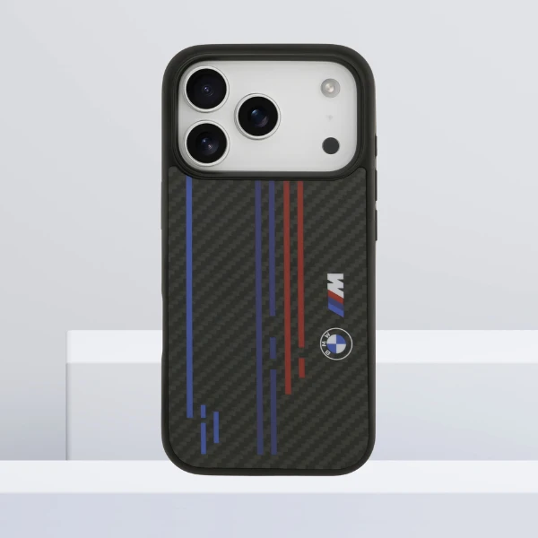 Dėklas BMW M Kevlar Lines & Logo MagSafe skirtas Apple iPhone 17 Pro juodos spalvos aprašymas - Prekės nuotrauka