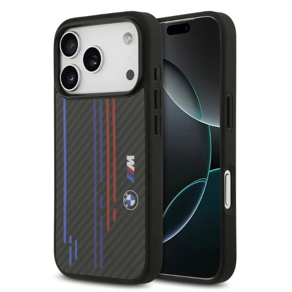 Dėklas BMW M Kevlar Lines & Logo MagSafe skirtas Apple iPhone 17 Pro juodos spalvos aprašymas - Prekės nuotrauka