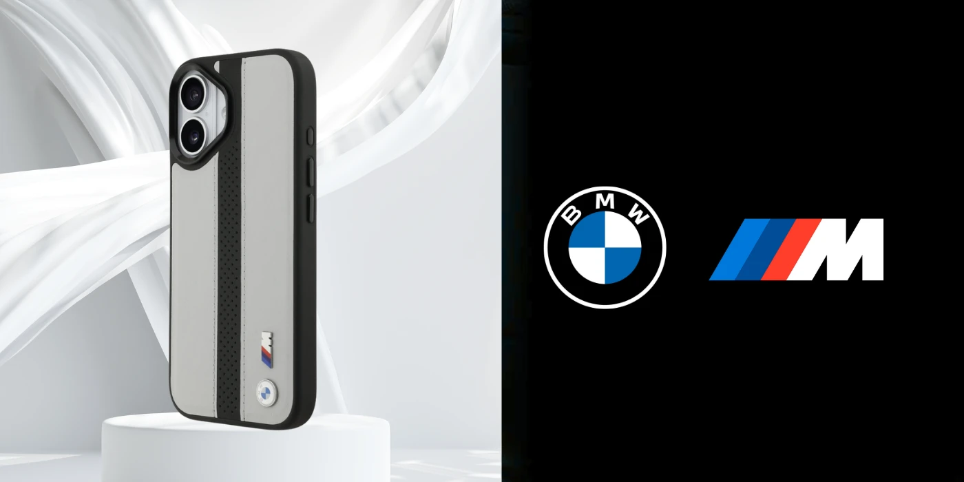 Dėklas BMW M Perskirtasated Stripe Logo MagSafe skirtas Apple iPhone 17 pilkos spalvos aprašymas - Prekės nuotrauka